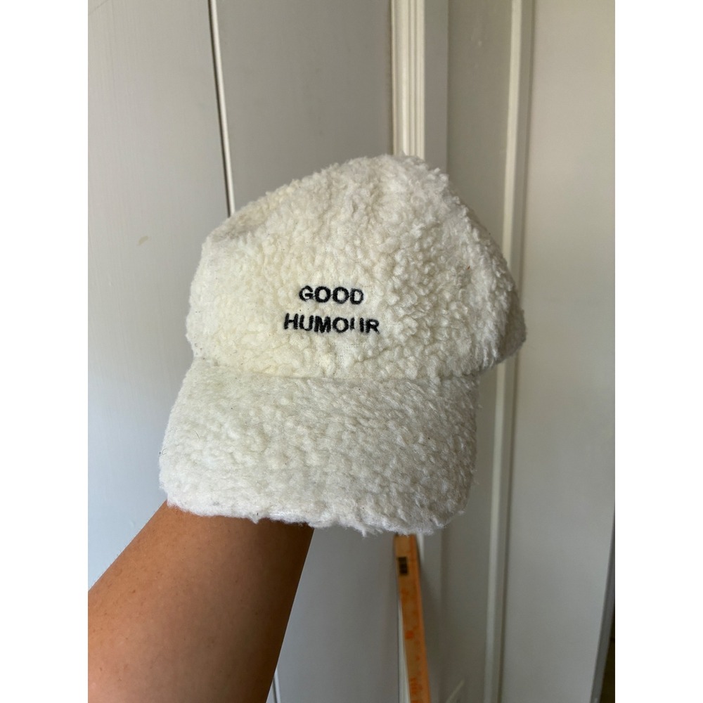 'Good Humour' Sherpa Baseball Cap Womens OS White Winter Cap Gorpcore Streetwear